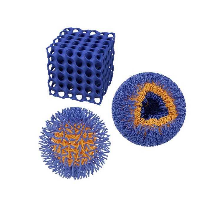 vignette image représentant la thématique "Matériaux nanostructurés et hybrides" de l'équipe IDeAS - Interfaces Dynamiques et Assemblages Stimulables - ©Clément Roux